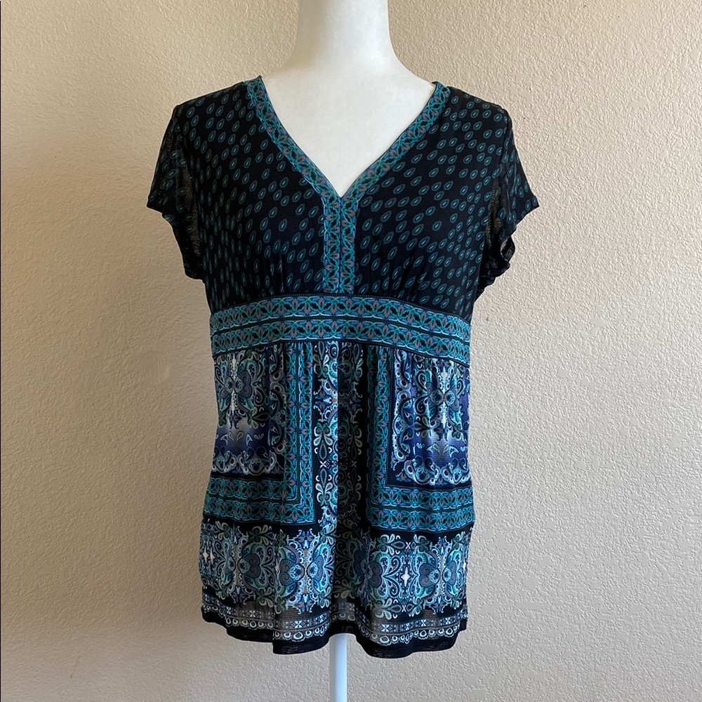 Axcess Blue and Black Blouse